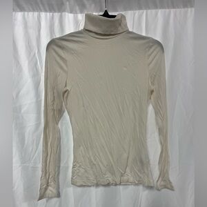 H&M Ligjtweight Turtleneck Sweater Ribbed Cream Off White Womens XS